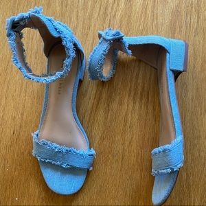 Denim ankle cuff open toe sandals